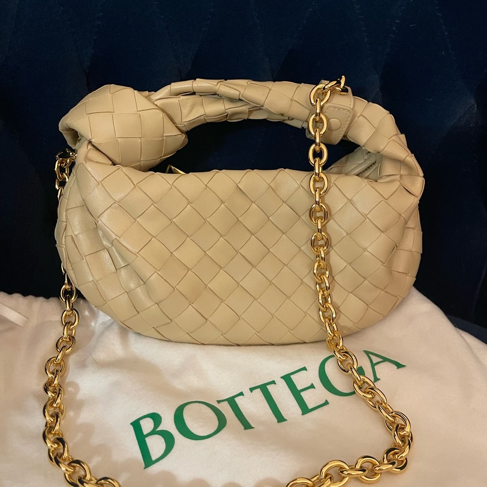 Bottega Veneta Cream Woven Shoulder Bag